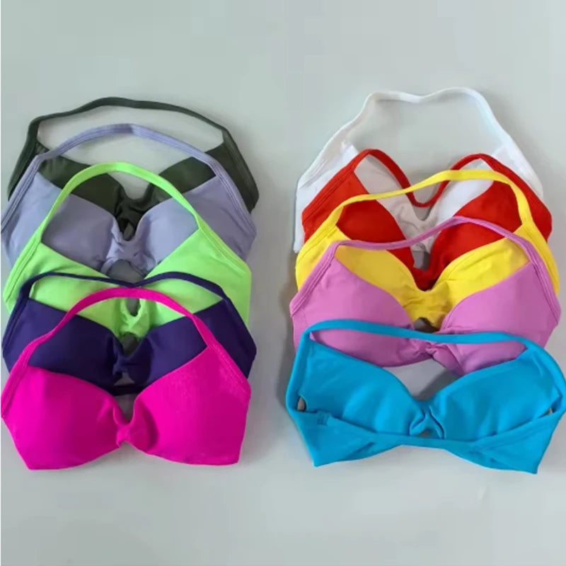2PCS Gym Set Women Strappy Yoga Bra Top High Waist Workout Scrunch Shorts Sports Suit Seamless Yoga Set Fitness