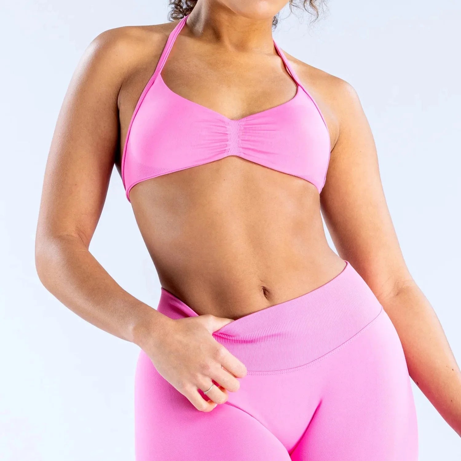 2PCS Gym Set Women Strappy Yoga Bra Top High Waist Workout Scrunch Shorts Sports Suit Seamless Yoga Set Fitness