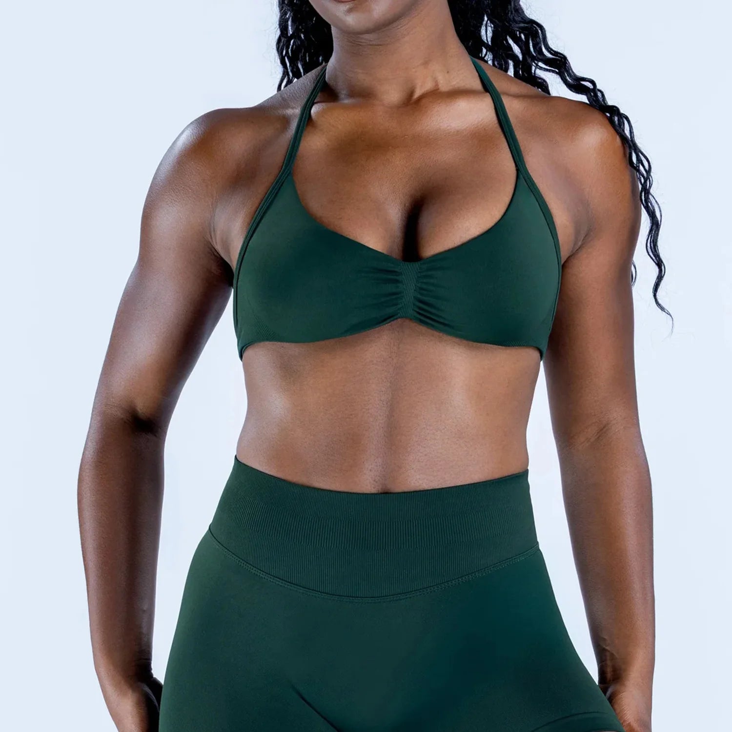 2PCS Gym Set Women Strappy Yoga Bra Top High Waist Workout Scrunch Shorts Sports Suit Seamless Yoga Set Fitness