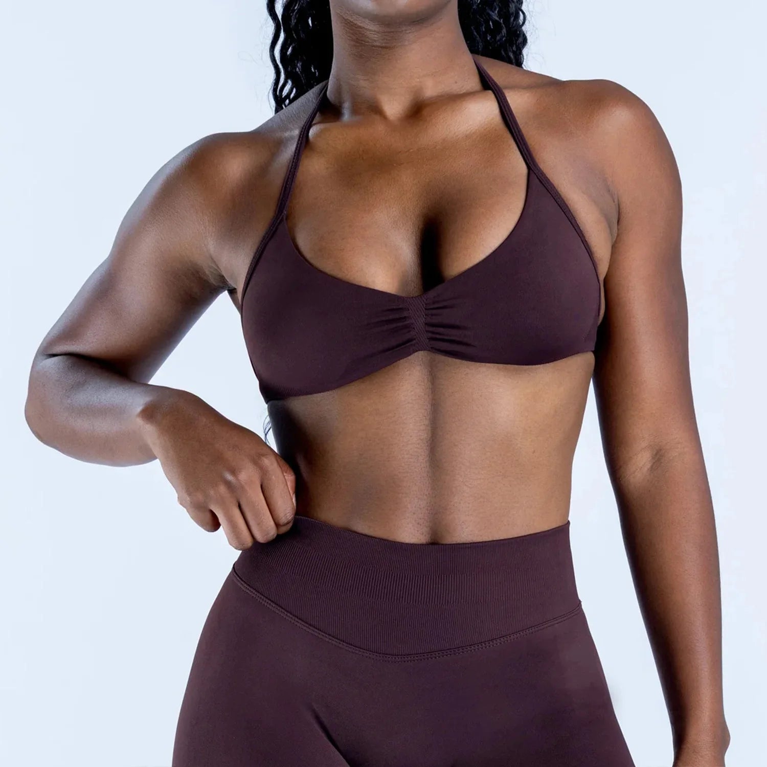 2PCS Gym Set Women Strappy Yoga Bra Top High Waist Workout Scrunch Shorts Sports Suit Seamless Yoga Set Fitness